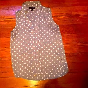 Grey and White Polka Dot Sleeveless Top size SMALL